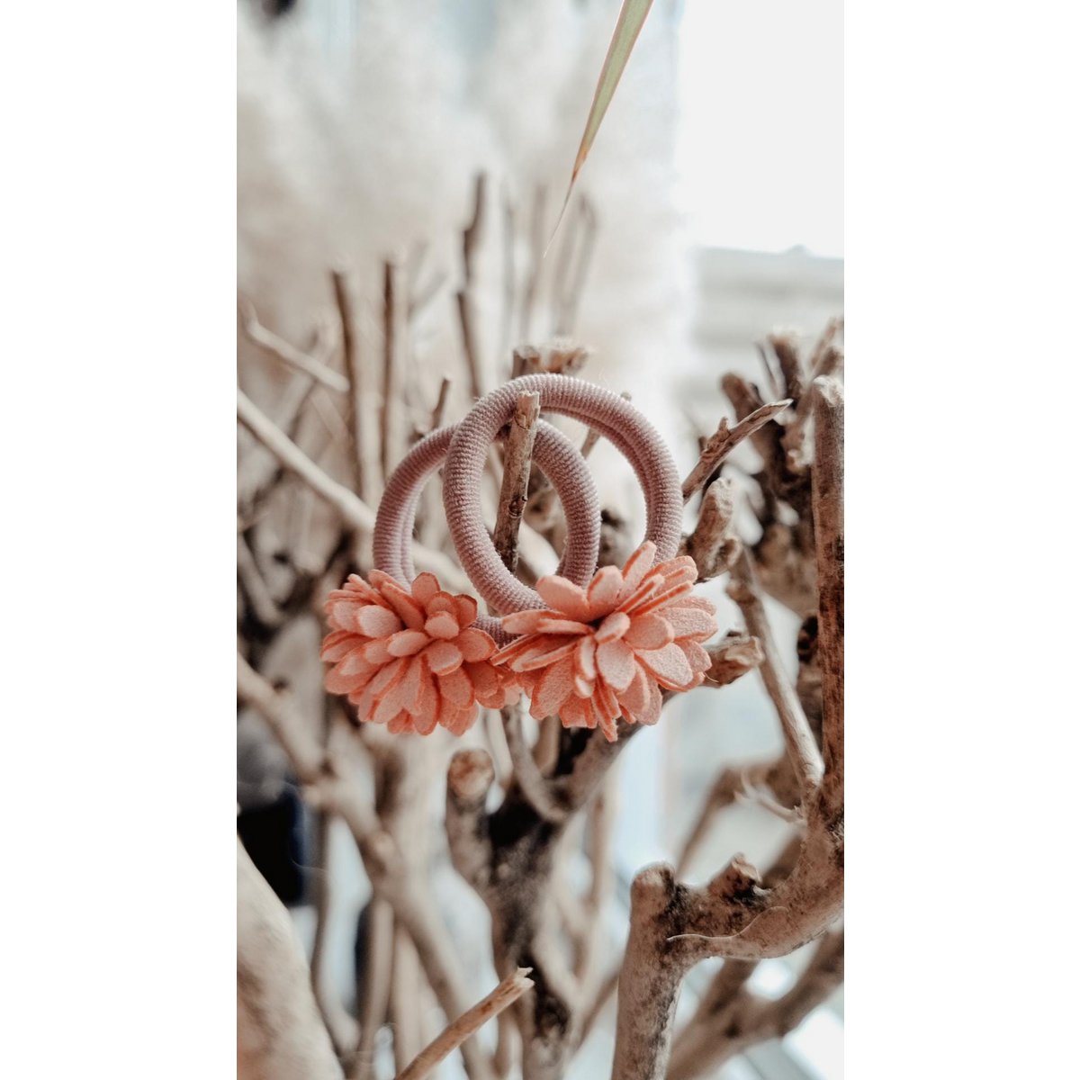 Haarelastiek - Bloemen (roze)