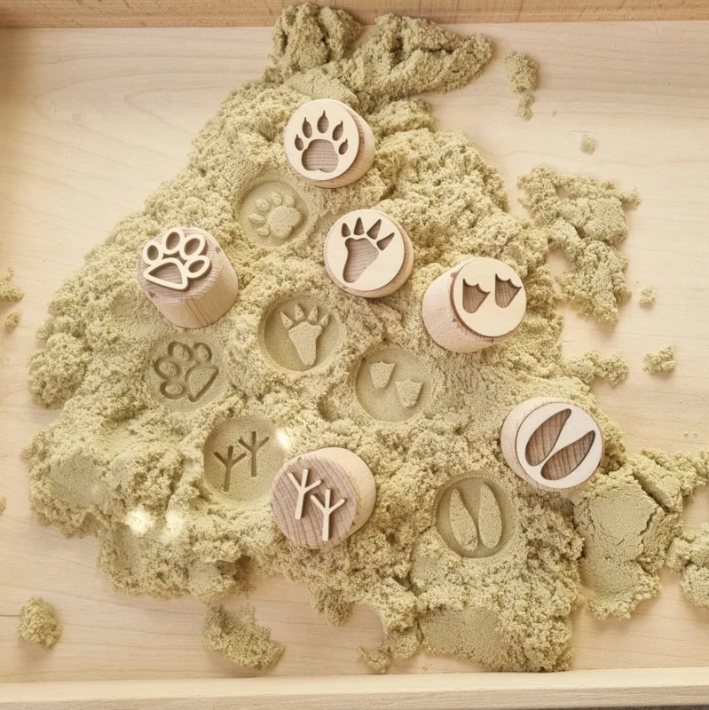 Houten stempelset - Voetafdrukken