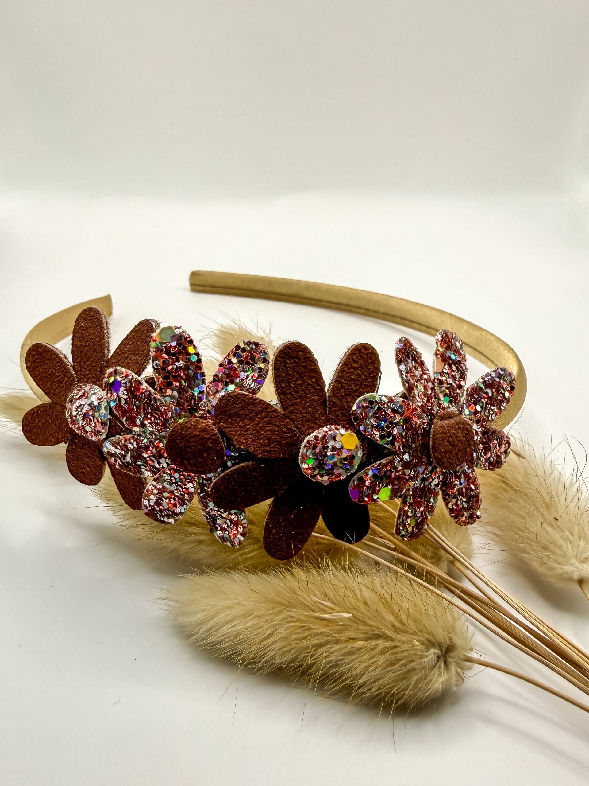 Diadeem glitterbloemen