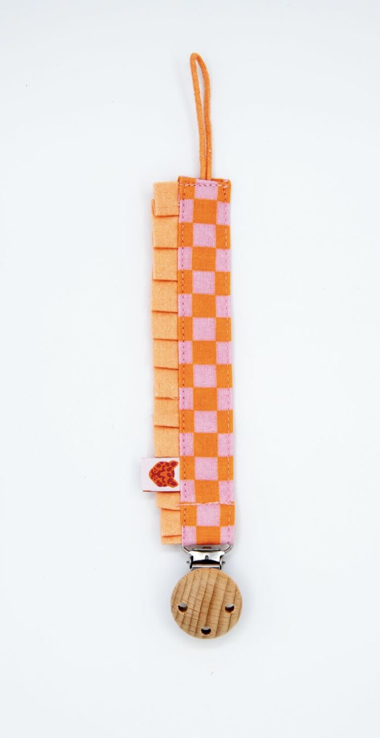 Speenkoord ruffle - Roze blok