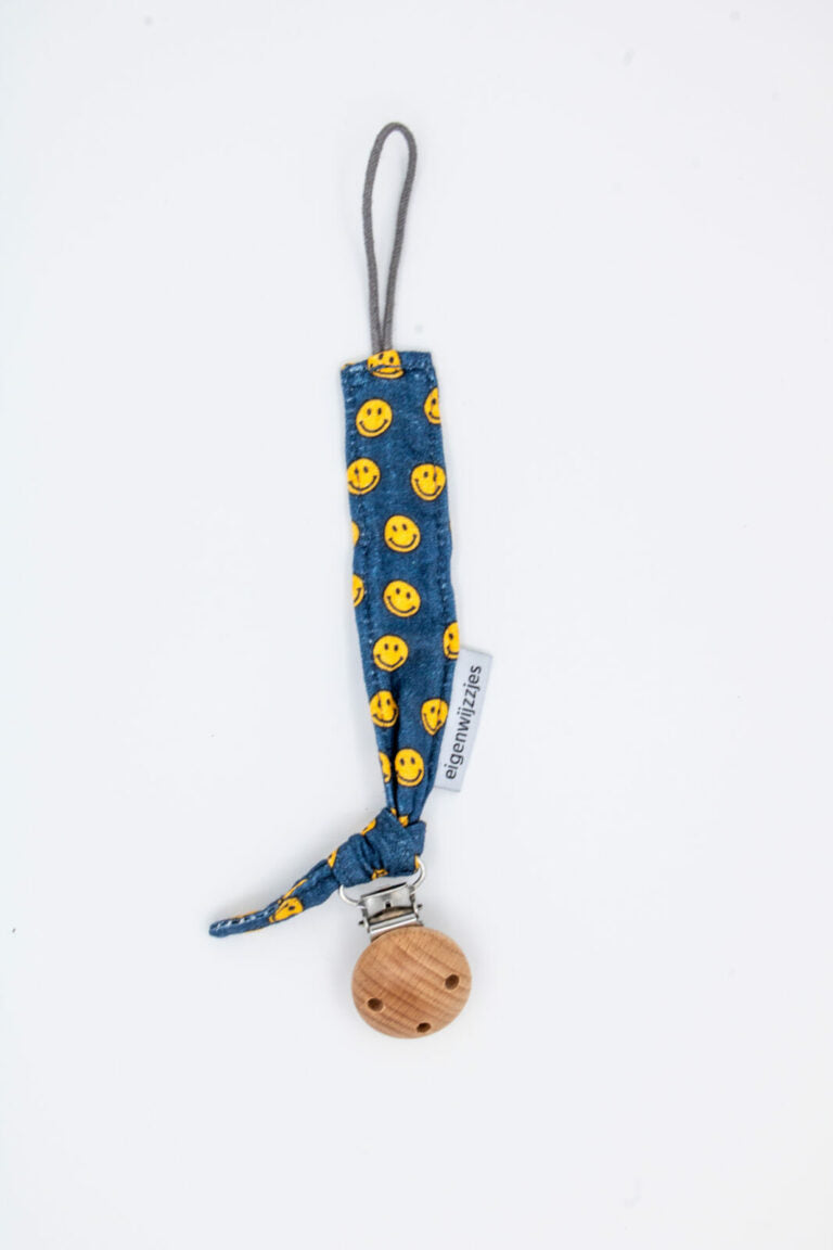 Speenkoord knoop - Smiley blauw