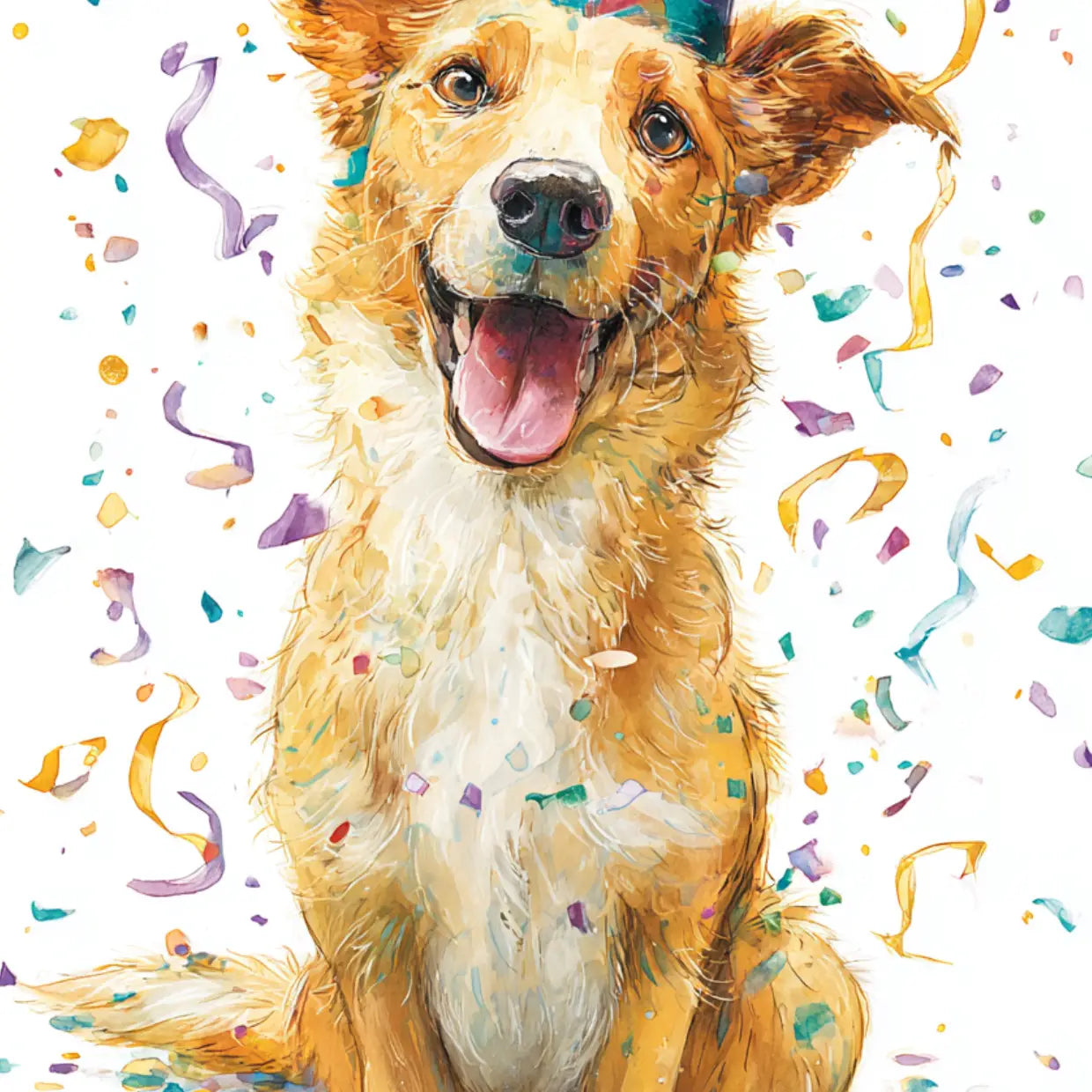 Wenskaart - Feest hond