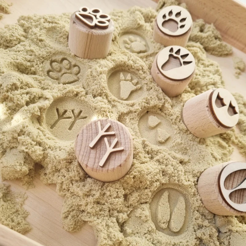 Houten stempelset - Voetafdrukken