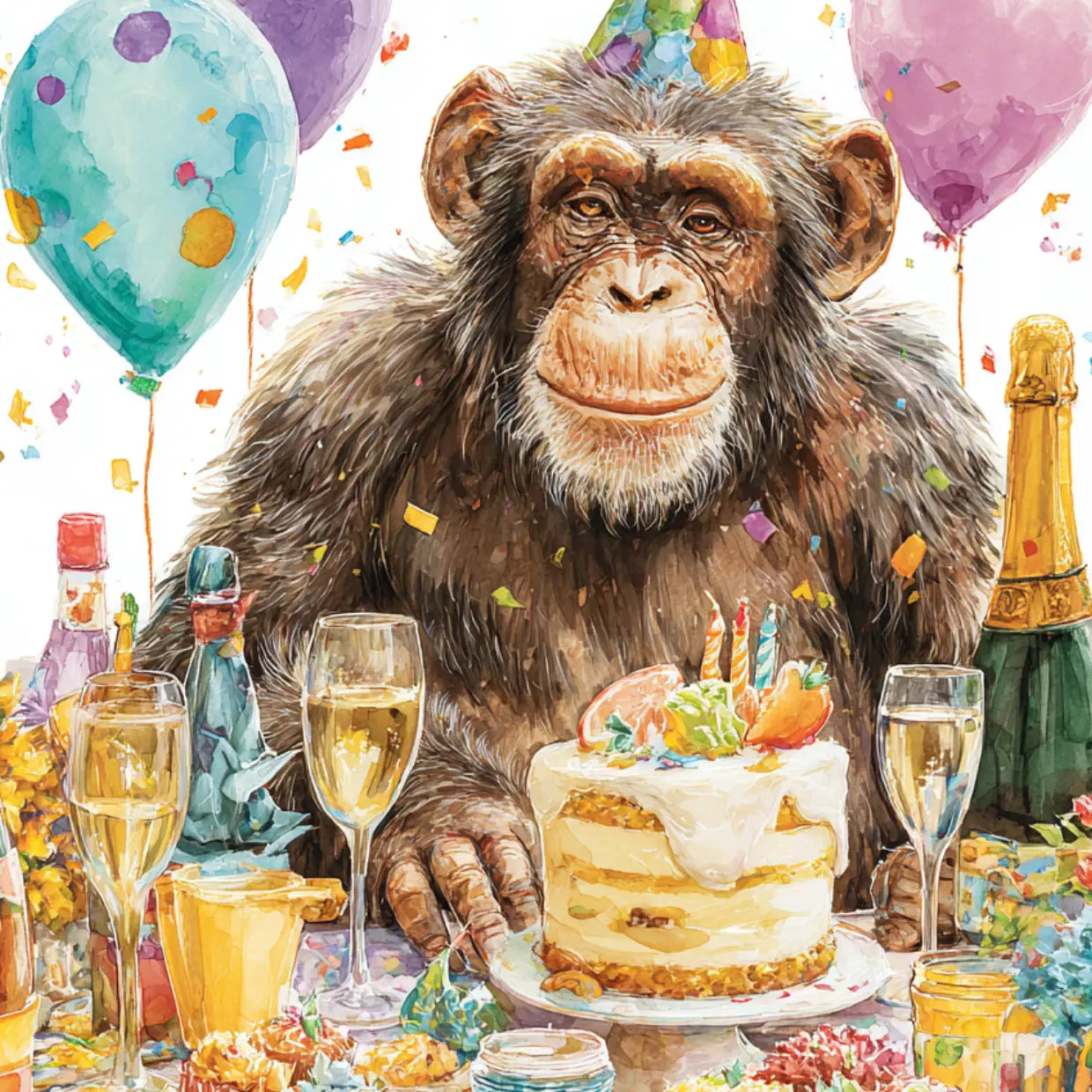 Wenskaart - Feest aap